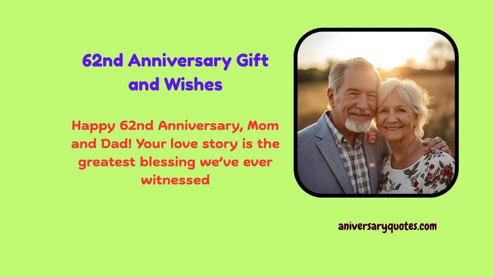 62nd Anniversary Gift and Wishes